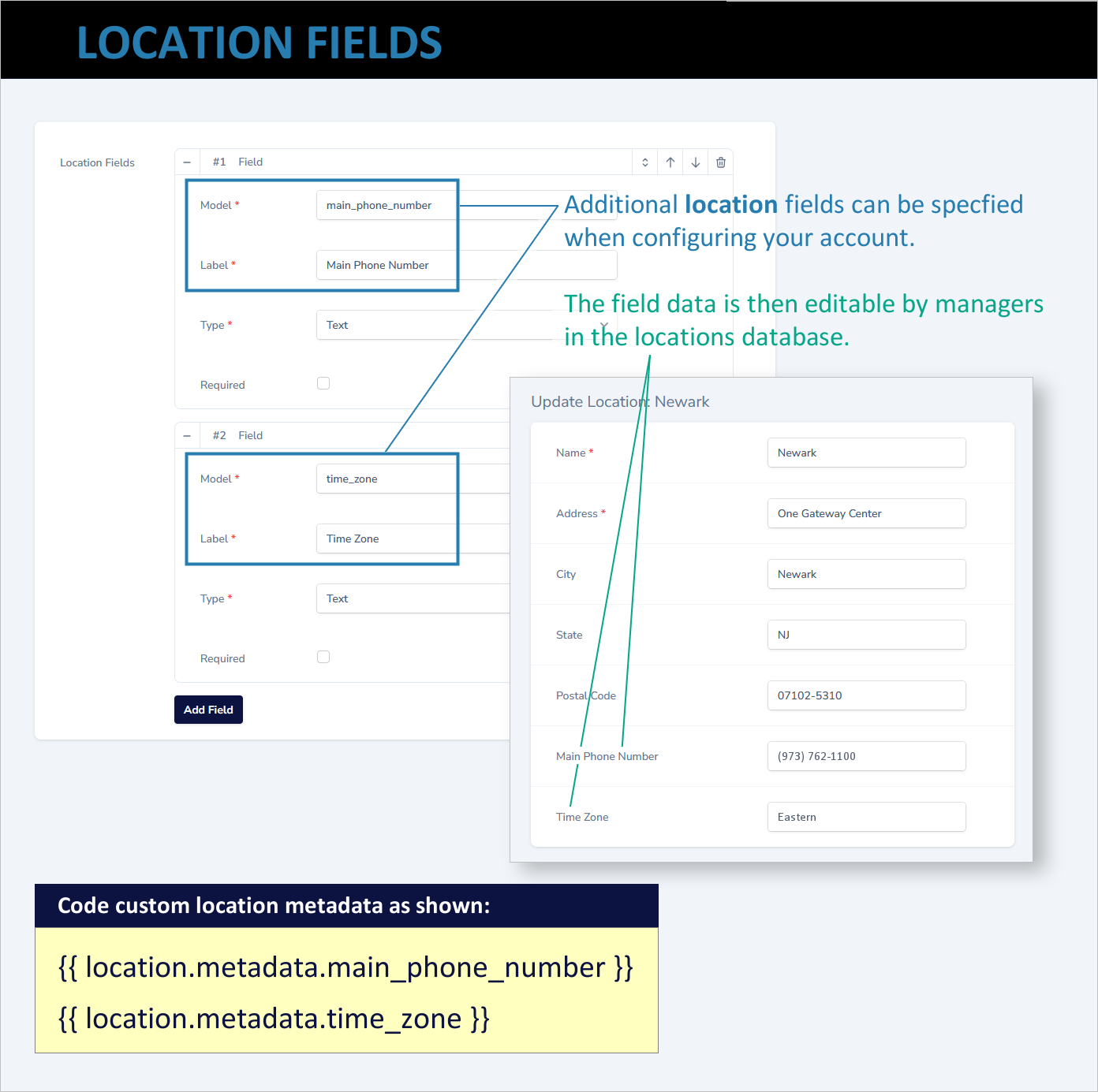 email signature account location data field