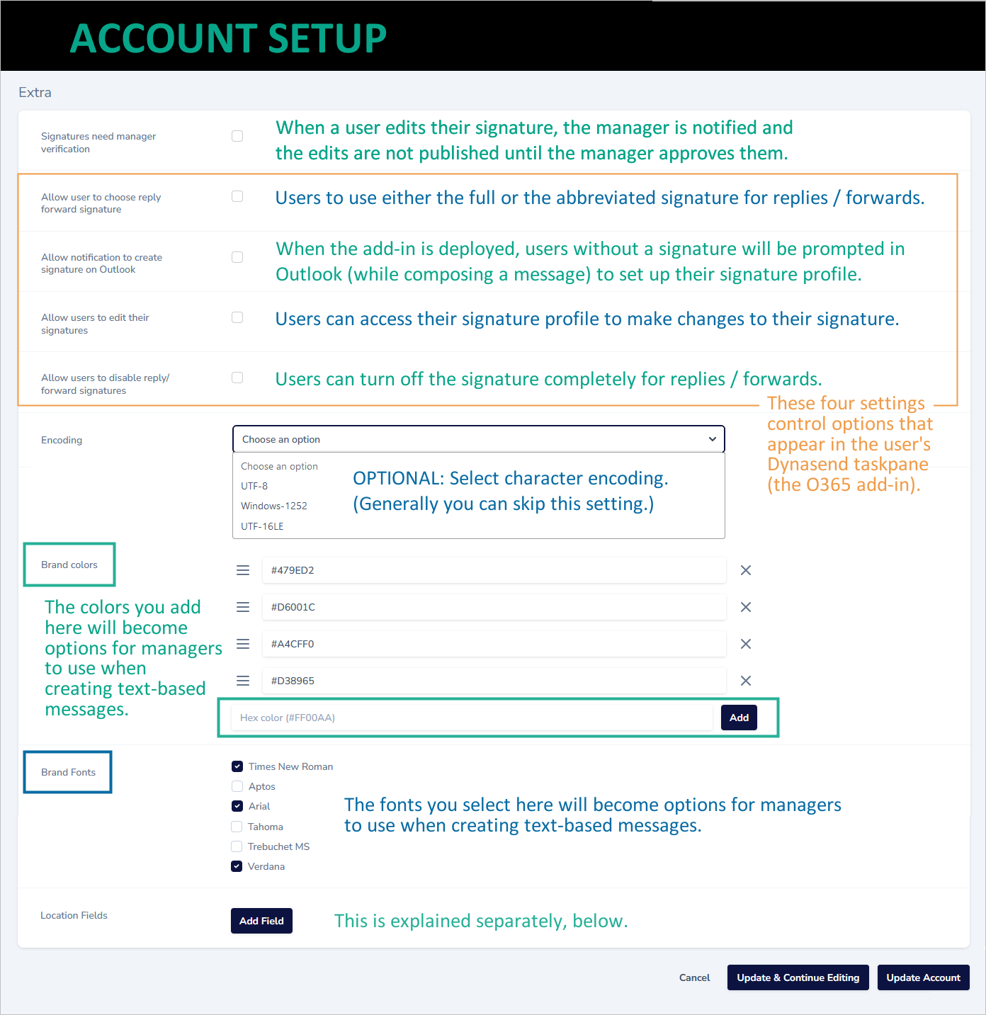 email signature account setup overview