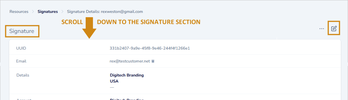 email signature add text message to single user