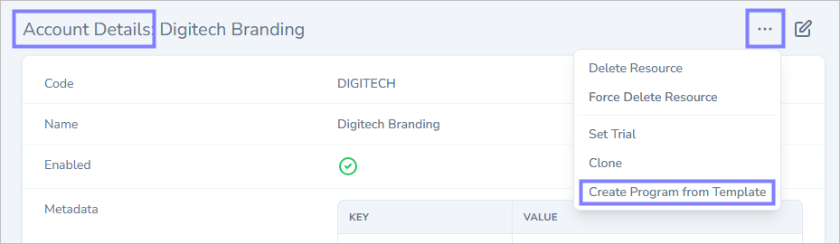 email signature account details menu