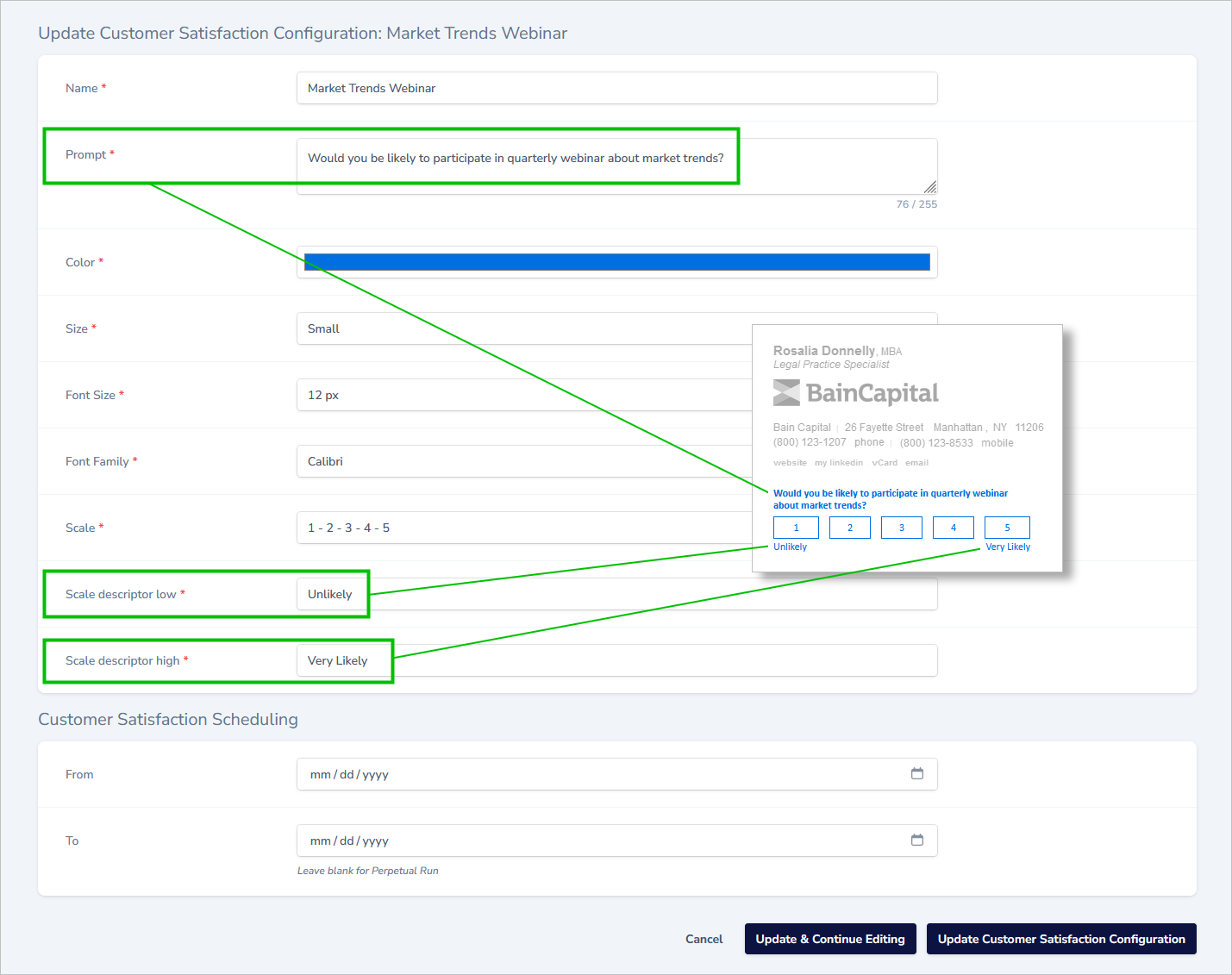 email signature CSAT survey configuration 2