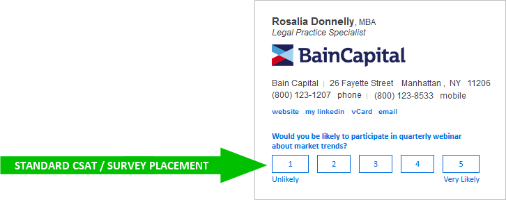 email signature CSAT survey placement