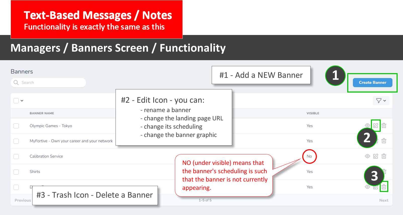 managers email signature dashboard functionality - banners and text
