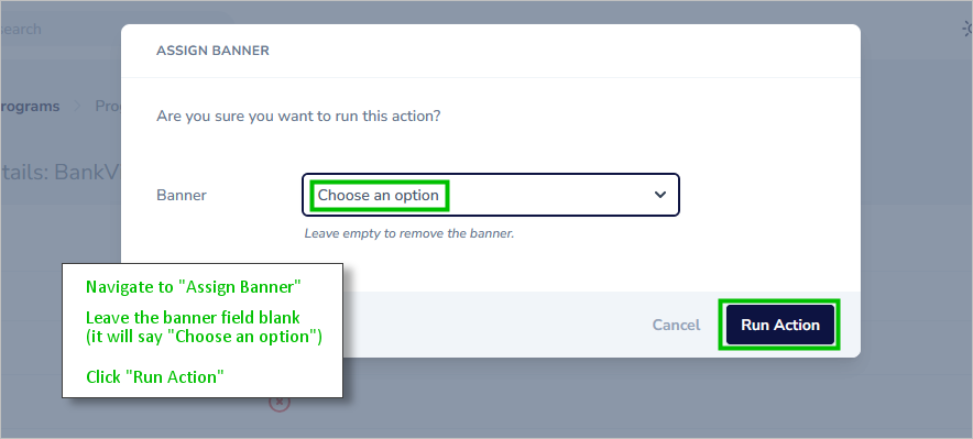 remove a banner