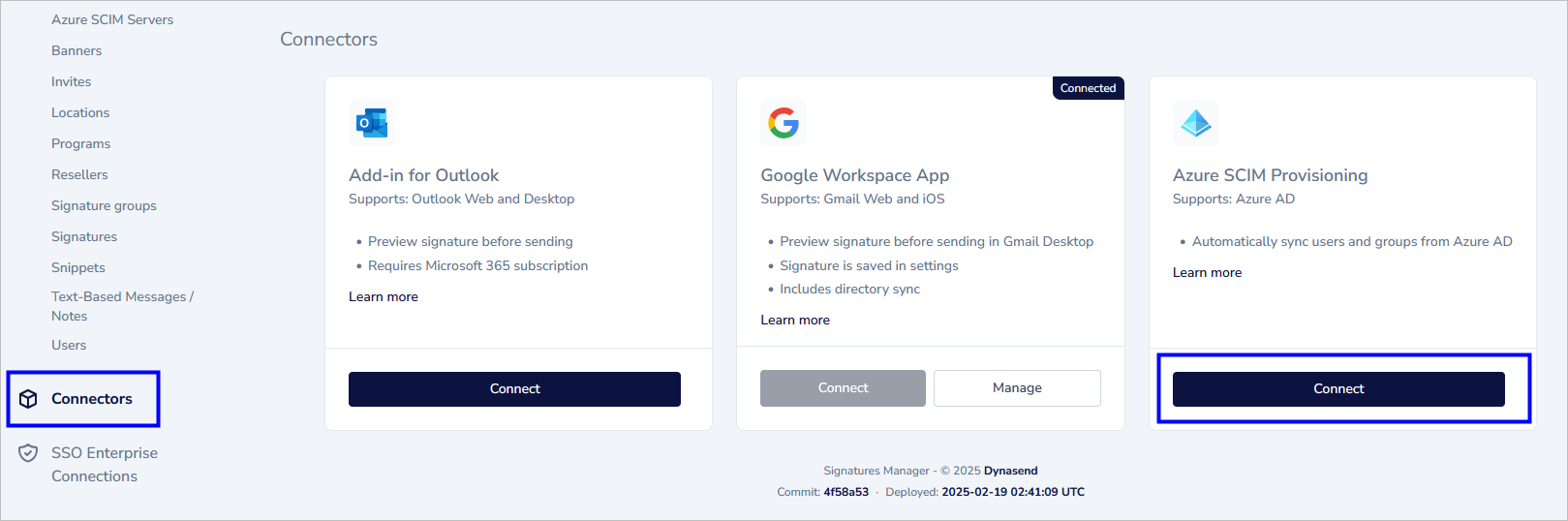 Dynasend SCIM server setup