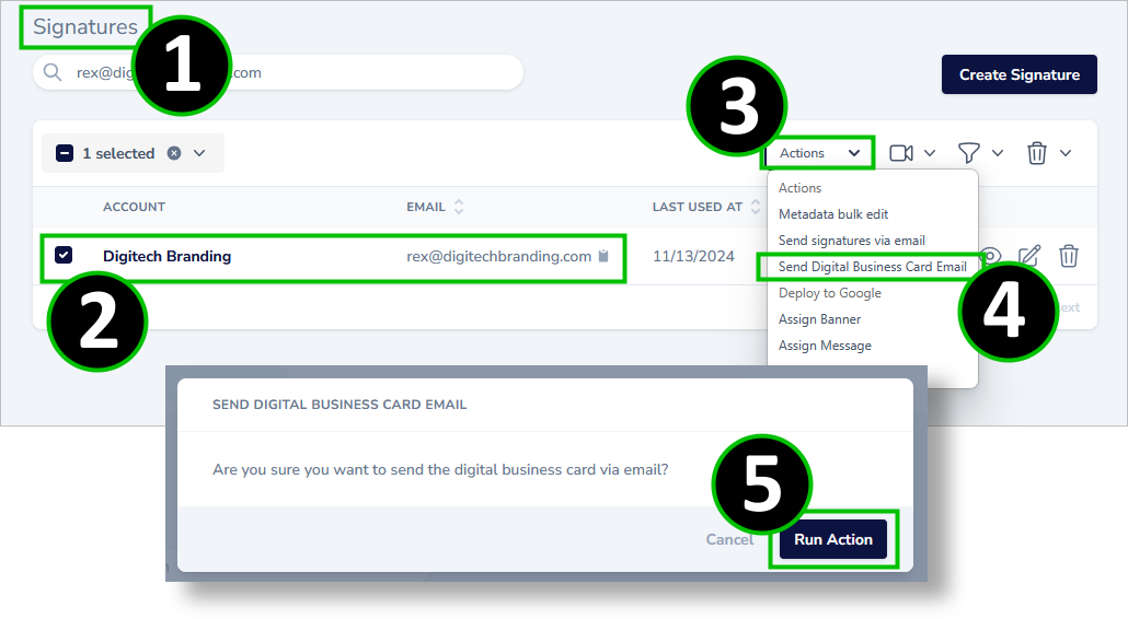 send digital business card by email - 1