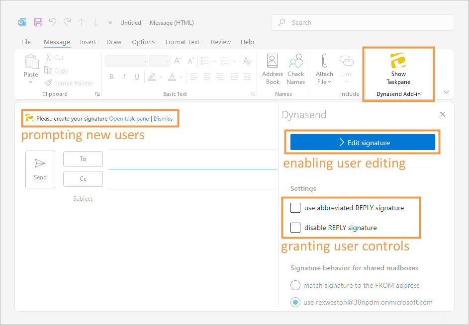 email signature account setup overview