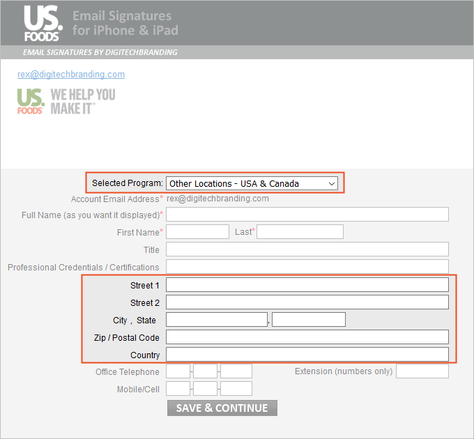 US Foods Other Location Email Signature Template