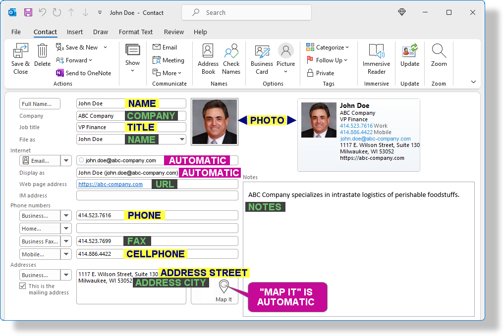 email signature vcard fields